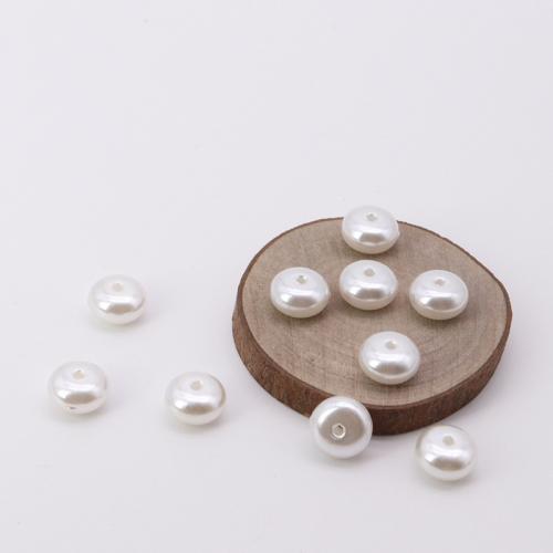 Grânulos de plástico ABS, Roda plana, estufagem de verniz, DIY & tamanho diferente para a escolha, branco, Aprox 500PCs/Strand, vendido por Strand