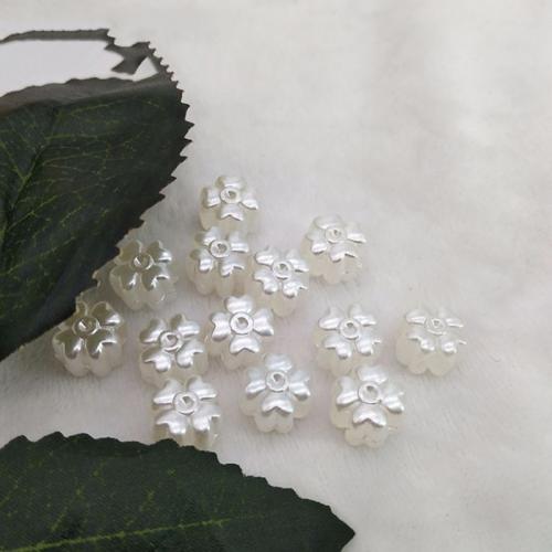 Perles en plastique ABS, Trèfle à quatre feuilles, peinture, DIY, blanc, 10x8mm, Longueur 1 , Environ 1000PC/sac, Vendu par sac