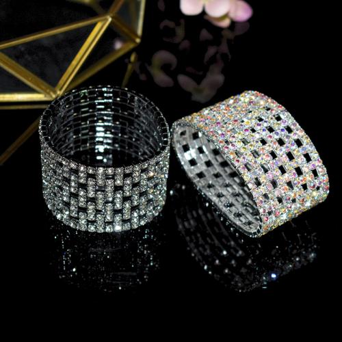 Zinc Alloy Bangle Smykker, forgyldt, mode smykker & for kvinde & med rhinestone & hule, flere farver til valg, nikkel, bly & cadmium fri, Diameter :6cm, height :4cm., Solgt af PC