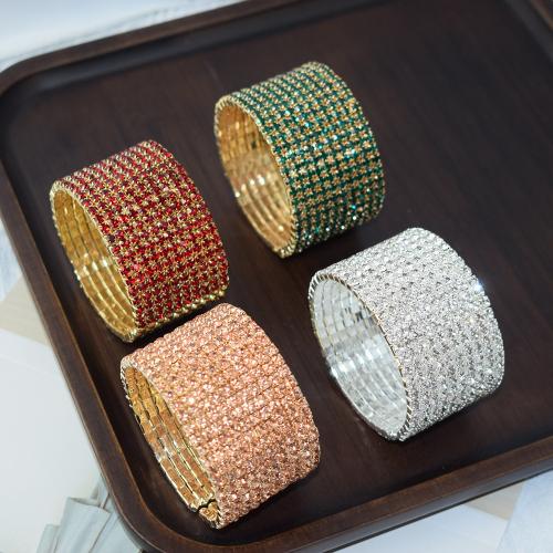 Zinc Alloy Bangle Smykker, forgyldt, mode smykker & for kvinde & med rhinestone, flere farver til valg, nikkel, bly & cadmium fri, Diameter :5.5cm, width 3.5cm., Solgt af PC