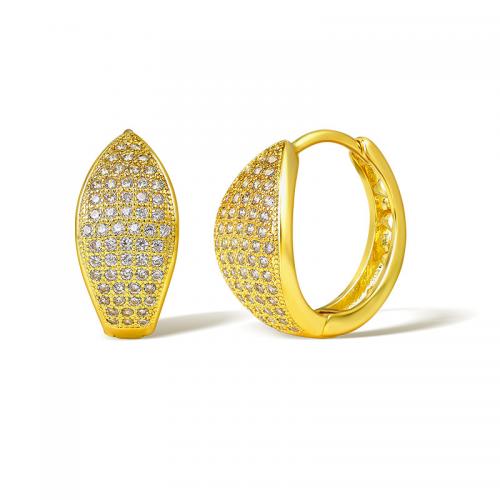 Cubic Zirconia Micro Pave Latão Brinco, cobre, banhado, micro pavimento em zircônia cúbica & para mulher, dourado, vendido por par