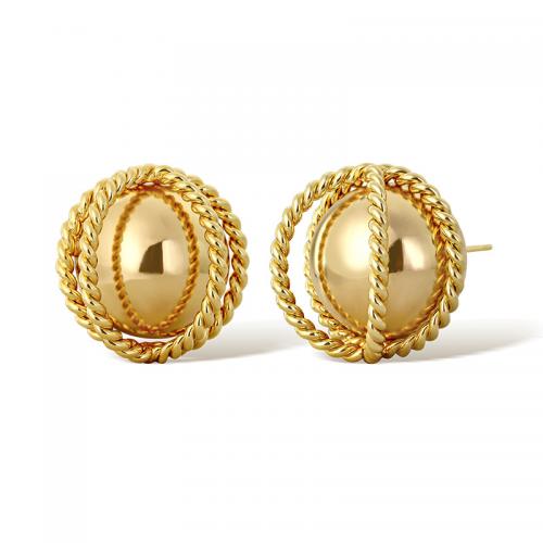 Brass Stud Earring plated for woman golden Sold By Pair