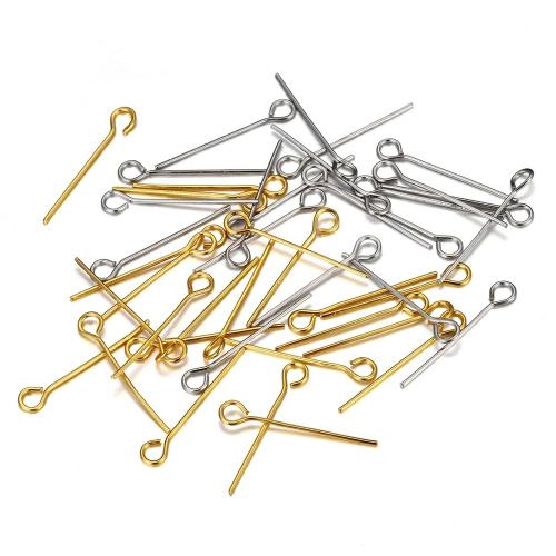 RVS Eyepins, 304 roestvrij staal, gepolijst, verschillende lengte voor keuze & DIY, meer kleuren voor de keuze, 1000pC's/Bag, Verkocht door Bag