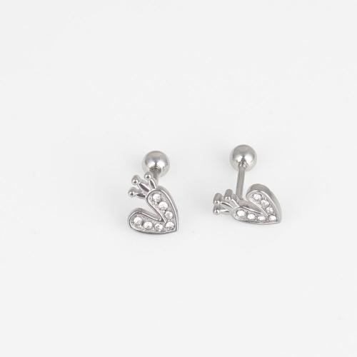 Rustfrit stål Belly Ring, 316 Stainless Steel, Heart, mode smykker & Unisex & med rhinestone, klar, nikkel, bly & cadmium fri, 9.60x7.10x1.50mm, 6pc'er/Bag, Solgt af Bag