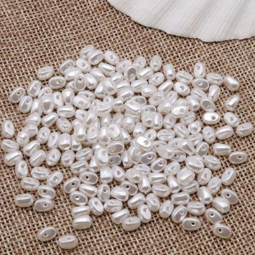 Perles en plastique ABS, Baroque, peinture, DIY, blanc, 6x4mm, Environ 500PC/brin, Vendu par brin