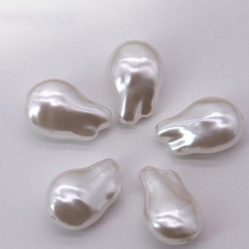 Abalorios de Plastico ABS , plástico ABS, Barroco, barnizado, Bricolaje, Blanco, 17x11mm, aproximado 300PCs/Sarta, Vendido por Sarta