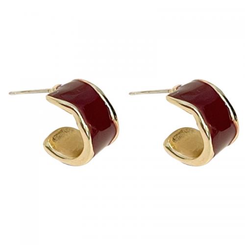 Lo zinco in lega Stud Earring, lega in zinco, placcato, per la donna & smalto, nessuno, 14x7mm, Venduto da coppia