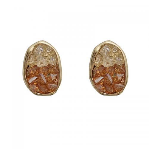 Lo zinco in lega Stud Earring, lega in zinco, with vetro, placcato, per la donna, oro, 18x13mm, Venduto da coppia