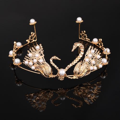 Tiaras, Sinc Alloy, le ABS Pearl plaisteach, jewelry faisin & do bhean, dathanna níos mó le haghaidh rogha, nicil, luaidhe & caidmiam saor in aisce, Diameter: 17cm,Height: 7cm, Díolta De réir PC