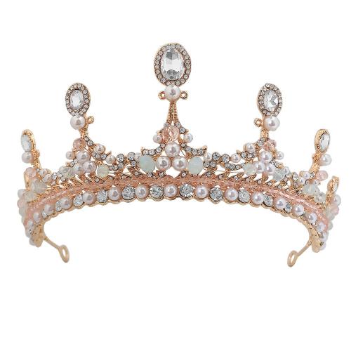 Bridal Tiaras Zinc Alloy with Rhinestone & Plastic Pearl fashion jewelry & for woman & with rhinestone nickel lead & cadmium free 16cm 7.5cm Sold By PC