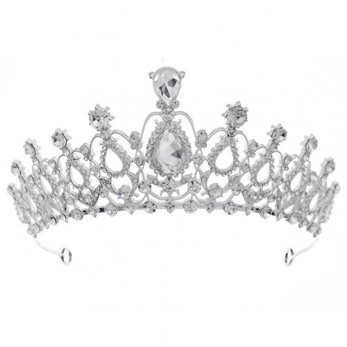 Tiaras, Sinc Alloy, le Rhinestone, jewelry faisin & do bhean & le rhinestone, airgid, nicil, luaidhe & caidmiam saor in aisce, Diameter: 16cm,Height: 5.5cm, Díolta De réir PC