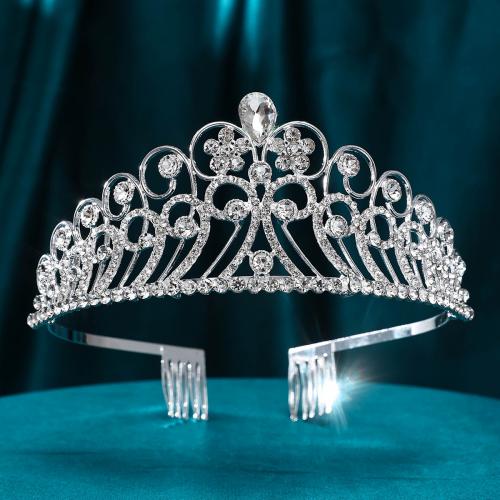 Bridal Tiaras Zinc Alloy with Rhinestone fashion jewelry & for woman & with rhinestone nickel lead & cadmium free 12.5cm 5.5cm Sold By PC