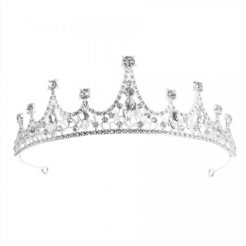 Tiaras, Sinc Alloy, le Rhinestone, jewelry faisin & do bhean & le rhinestone, dathanna níos mó le haghaidh rogha, nicil, luaidhe & caidmiam saor in aisce, Diameter: 13.5cm,Height: 5cm, Díolta De réir PC