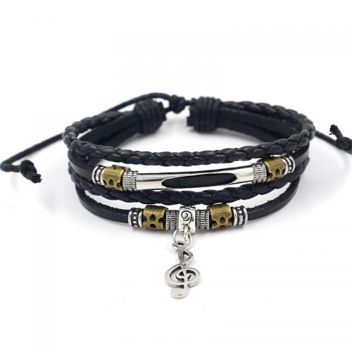 cuir de peau de vache bracelet, avec alliage de zinc, le style de punk & unisexe & styles différents pour le choix, Longueur Environ 7.3 pouce, Vendu par PC