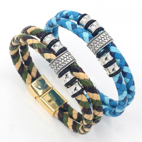 Zinc Alloy Bracelet with Cowhide punk style & Unisex Sold By PC