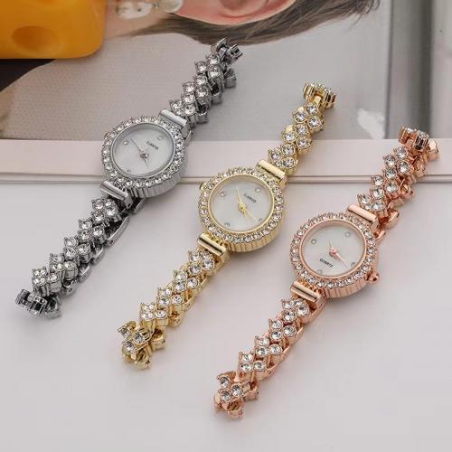 Sinc Alloy Watch Chailleach bráisléad, le Gloine, plátáilte, stíleanna éagsúla do rogha & do bhean & luminated & le rhinestone, Fad Thart 8 Inse, Díolta De réir PC