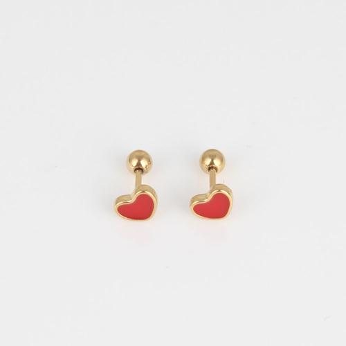 Stainless Steel Belly Ring 316 Stainless Steel Heart Vacuum Ion Plating fashion jewelry & Unisex & enamel red nickel lead & cadmium free Sold By Bag