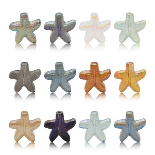 Fashion Glasperler, Glas, Starfish, du kan DIY, flere farver til valg, 14x13x4.50mm, Hole:Ca. 1.2mm, Ca. 30pc'er/Bag, Solgt af Bag