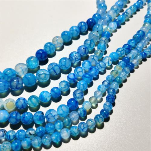 Perles agate veines de dragon naturelles, Rond, DIY & normes différentes pour le choix, bleu, Vendu par Environ 38 cm brin