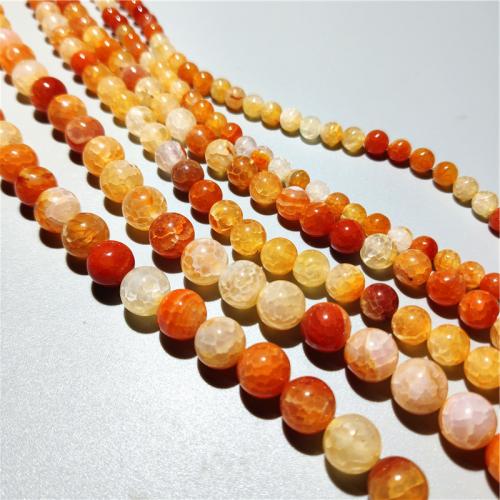 Perles agate veines de dragon naturelles, Rond, DIY & normes différentes pour le choix, orange, Vendu par Environ 38 cm brin