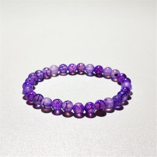 Agaat armbanden, Dragon Veins Agaat, Ronde, mode sieraden & uniseks & verschillende grootte voor keus, purper, Lengte Ca 18 cm, Verkocht door PC