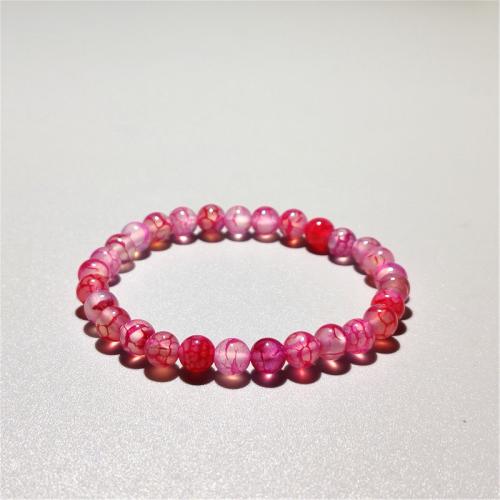 Agaat armbanden, Dragon Veins Agaat, Ronde, mode sieraden & verschillende grootte voor keus & voor vrouw, roze, Lengte Ca 18 cm, Verkocht door PC