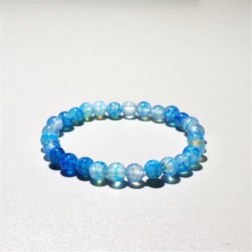 Agaat armbanden, Dragon Veins Agaat, Ronde, mode sieraden & uniseks & verschillende grootte voor keus, blauw, Lengte Ca 18 cm, Verkocht door PC