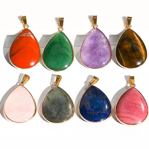 Gemstone Pendants Jewelry with Brass Teardrop DIY Sold By PC