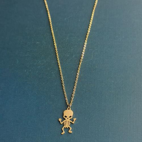 Stainless Steel Jewelry Necklace 304 Stainless Steel Skull plated Length Approx 17 Inch Sold By PC