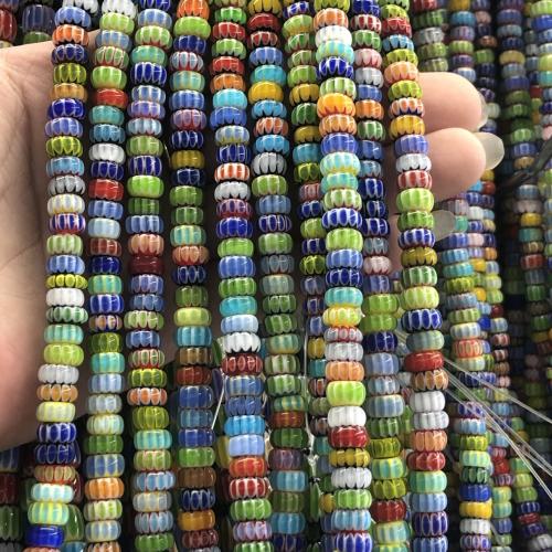 Handgemaakte Lampwork Beads, Rond plat, DIY & verschillende grootte voor keus, gemengde kleuren, Ca 102pC's/Strand, Verkocht door Strand