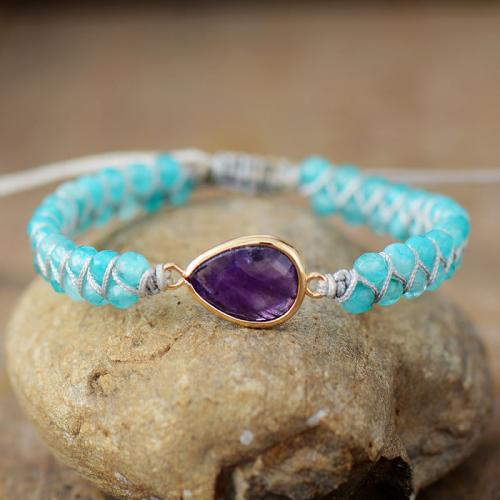 Amethyst Armband, mit Kristall, Tropfen, handgemacht, Doppelschicht & für Frau, Länge ca. 7-11 ZollInch, verkauft von PC