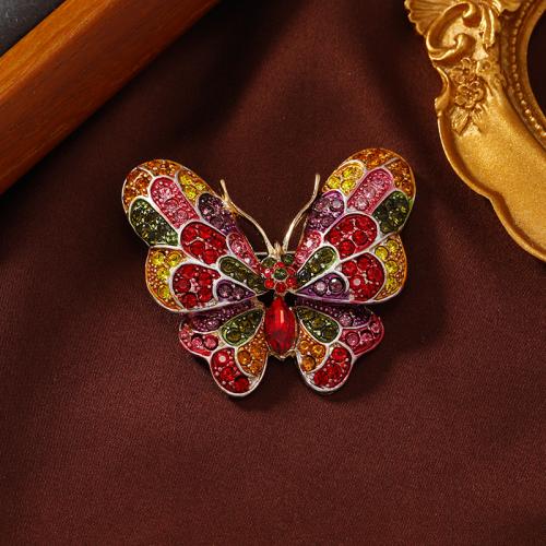 Zinc Alloy Brooches Butterfly Unisex & with rhinestone nickel lead & cadmium free Approx Sold By Lot