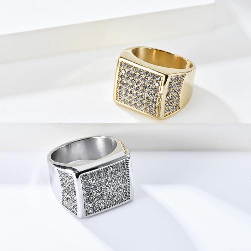 Strass en acier inoxydable Bague, Acier inoxydable 304, poli, normes différentes pour le choix & pour homme & avec strass, plus de couleurs à choisir, ring width 17mm, Vendu par PC