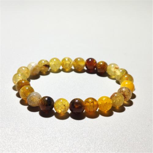 Agaat armbanden, Dragon Veins Agaat, Ronde, mode sieraden & uniseks & verschillende grootte voor keus, amber, Lengte Ca 18 cm, Verkocht door PC