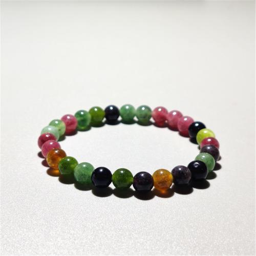 Gemstone Náramky, Tourmaline, Kolo, módní šperky & unisex & různé velikosti pro výběr, smíšené barvy, Délka Cca 18 cm, Prodáno By PC