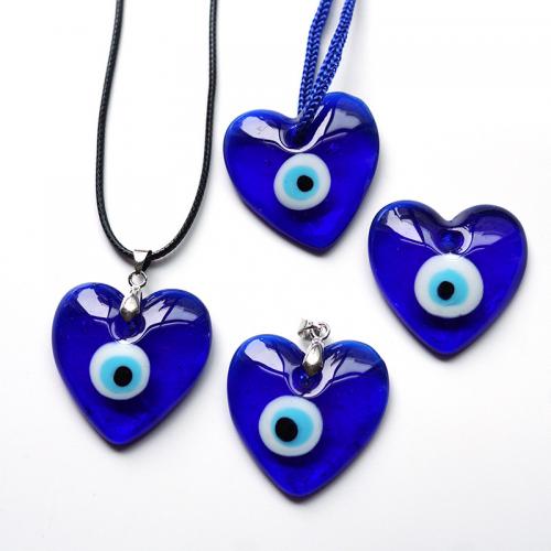 Evil Eye Pendler, Lampwork, med Voks & Zinc Alloy, Heart, forgyldt, onde øje mønster & forskellige stilarter for valg, flere farver til valg, 35mm, Solgt af PC