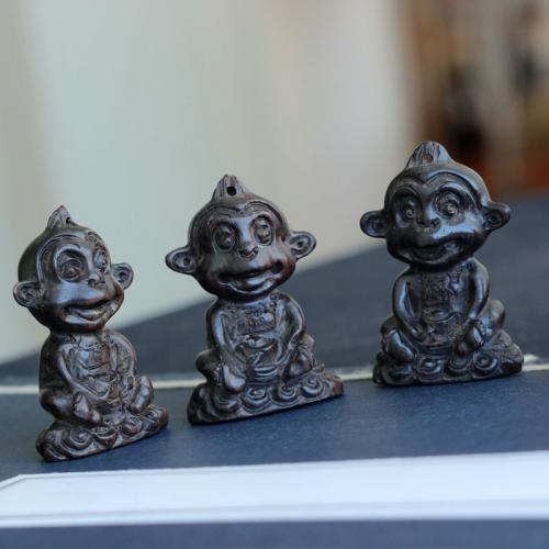 Wood Pendants Sandalwood Monkey Carved DIY Sold By PC