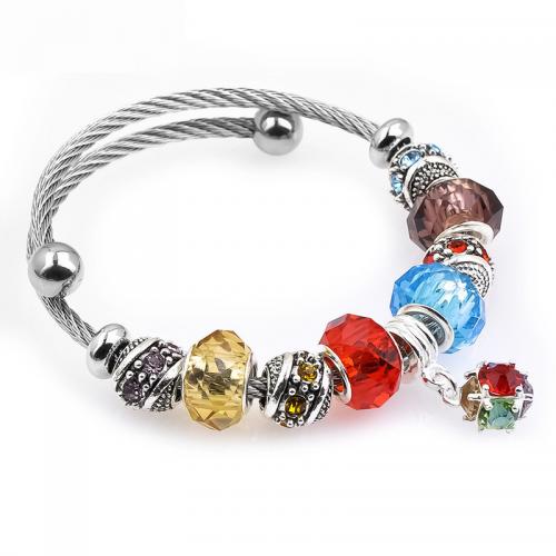 Bracelet European , alliage de zinc, avec cristal, bijoux de mode & pour femme, protéger l'environnement, sans nickel, plomb et cadmium, Diamètre intérieur:Environ 55mm, Vendu par PC