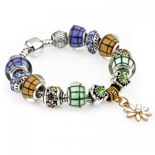 Bracelet European , alliage de zinc, avec cristal & chalumeau & cupronickel, bijoux de mode & longueur différente pour le choix & pour femme, protéger l'environnement, sans nickel, plomb et cadmium, Vendu par PC