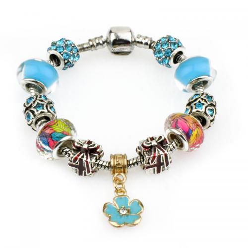 Bracelet European , alliage de zinc, avec cristal & chalumeau & cupronickel, bijoux de mode & longueur différente pour le choix & pour femme, protéger l'environnement, sans nickel, plomb et cadmium, Vendu par PC