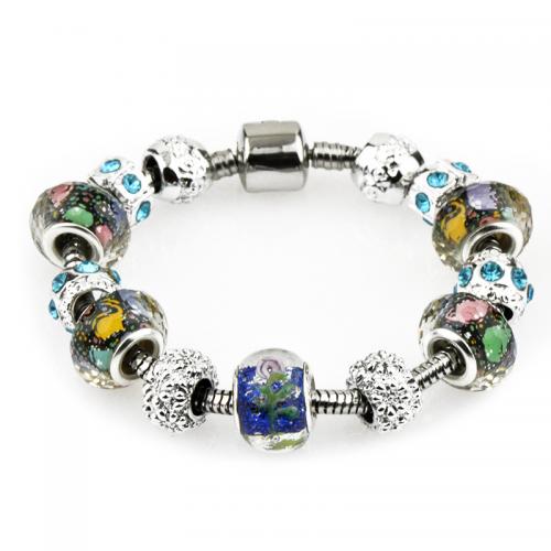 Bracelet European , alliage de zinc, avec cristal & chalumeau, bijoux de mode & longueur différente pour le choix & pour femme, protéger l'environnement, sans nickel, plomb et cadmium, Vendu par PC