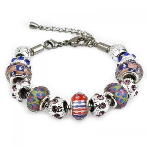 European armband, Zinc Alloy, met Kristal & Lampwork, mode sieraden & verschillende lengte voor keuze & voor vrouw, nikkel, lood en cadmium vrij, Verkocht door PC