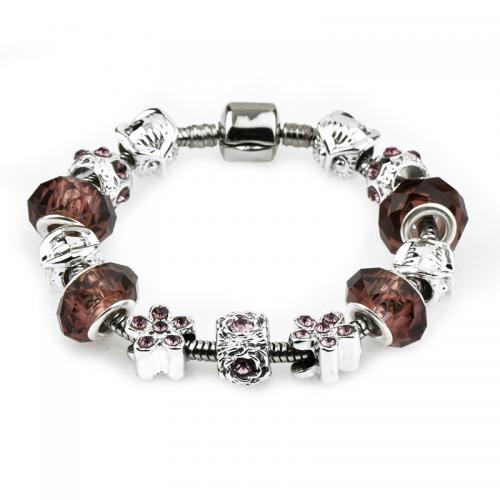 Bracelet European , alliage de zinc, avec cristal & chalumeau, bijoux de mode & longueur différente pour le choix & pour femme, protéger l'environnement, sans nickel, plomb et cadmium, Vendu par PC