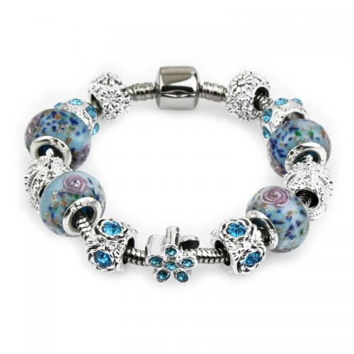 Bracelet European , alliage de zinc, avec cristal & chalumeau, bijoux de mode & longueur différente pour le choix & pour femme, protéger l'environnement, sans nickel, plomb et cadmium, Vendu par PC