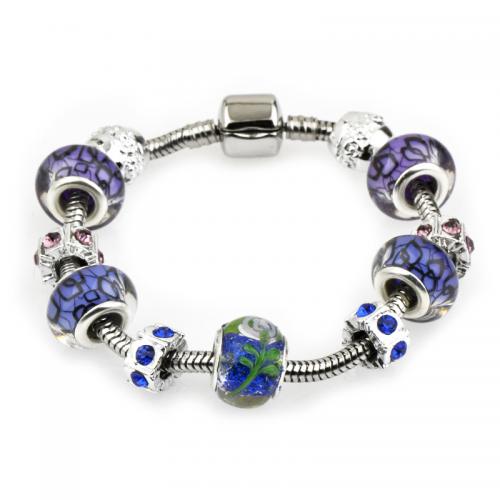 European armband, Zinc Alloy, met Kristal & Lampwork, mode sieraden & verschillende lengte voor keuze & uniseks, nikkel, lood en cadmium vrij, Verkocht door PC