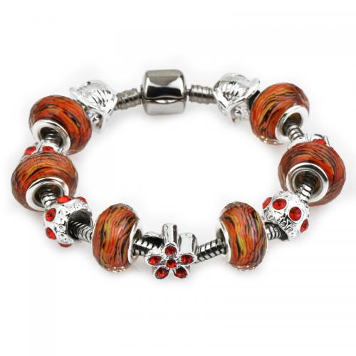 Bracelet European , alliage de zinc, avec cristal & chalumeau, bijoux de mode & longueur différente pour le choix & pour femme, protéger l'environnement, sans nickel, plomb et cadmium, Vendu par PC