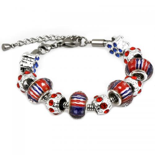 Bracelet European , alliage de zinc, avec cristal & chalumeau, bijoux de mode & longueur différente pour le choix & pour femme, protéger l'environnement, sans nickel, plomb et cadmium, Vendu par PC