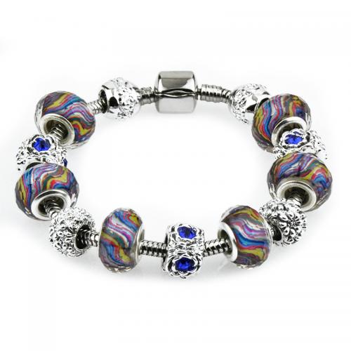 European armband, Zinc Alloy, met Kristal & Lampwork, mode sieraden & verschillende lengte voor keuze & voor vrouw, nikkel, lood en cadmium vrij, Verkocht door PC