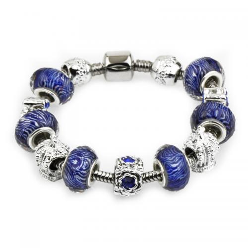 European armband, Zinc Alloy, met Kristal & Lampwork, mode sieraden & verschillende lengte voor keuze & voor vrouw, nikkel, lood en cadmium vrij, Verkocht door PC