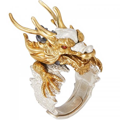 laiton Cuff Bague, dragon, Placage, Vintage & unisexe & réglable, Taille:6-10, Vendu par PC